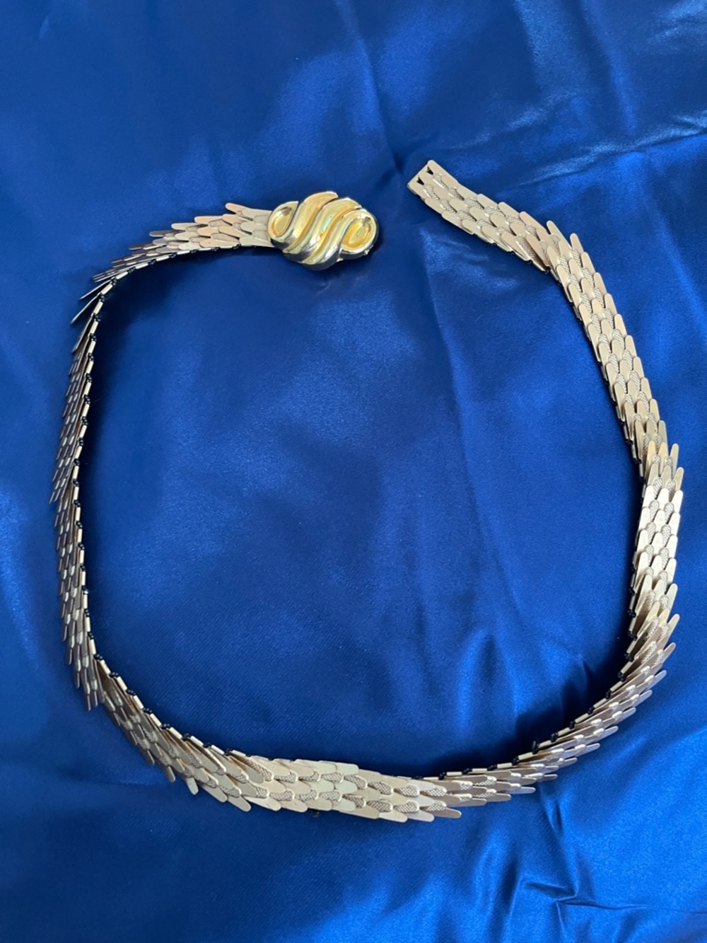 Gold-Tone Linked Stretch Belt with Decorative Clasp